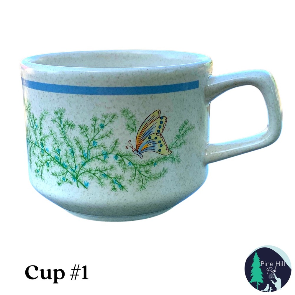 Lenox Temperware Fancy Free Coffee Tea Cups (3) Vintage Butterfly Cottagecore - Picture 4 of 13